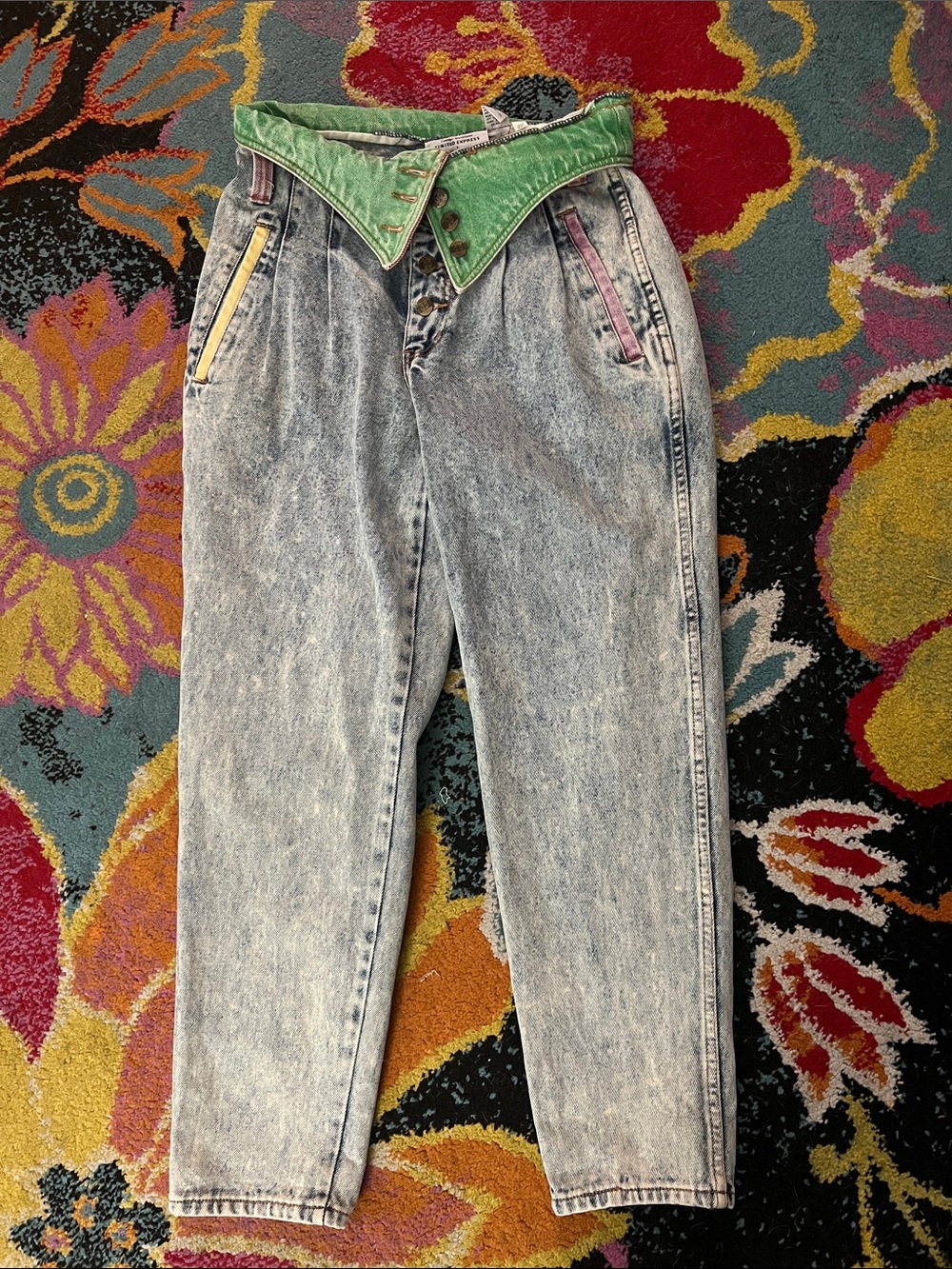 Vintage Acid Wash Roll Down Express Jeans